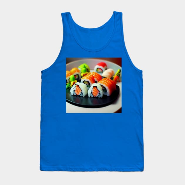 Kawaii Anime Sushi Tank Top by Grassroots Green